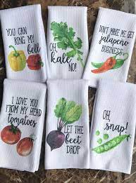 Funny Kitchen Towels Vegetable Decor Hostess Gift Dish Etsy Kitchen Humor Dish Towels Wedding Shower Gift