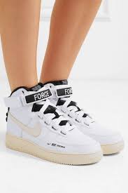 White Air Force 1 High Utility Textured Leather High Top Sneakers Nike Leather High Tops Sneakers High Top Sneakers