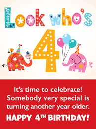 Free 65th birthday messages, wishes, sayings to personalize your birthday ecards, greeting cards or send sms text messages. Cute Elephants Happy 4th Birthday Card Birthday Greeting Cards By Davia
