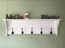 Hanging Wall Shelf 42 Wide White With Black English Etsy Coat Rack Wall Hanging Coat Rack Wall Mounted Coat Rack