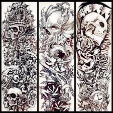 25 Design Poker Skull Temporary Tattoo Men Full Body Arm Sleeve Tattoo Stickers Gqb 021 Black Wate Full Sleeve Tattoos Tattoo Sleeve Designs Arm Sleeve Tattoos