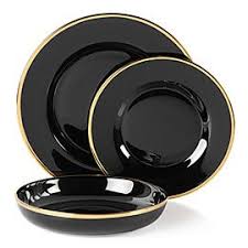 Black And Gold Charger Plates Z Gallerie Metropolitan Dinnerware Black Gold Set Of 4 Black Dinnerware Black Gold Jewelry Black Decor