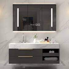 Shop online at costco.com today! Quality Bathroom Vanity Set With Medicine Cabinet Sensor Touch Button Clock Button Deforrger Washroom Design Washbasin Design Bathroom Design Luxury