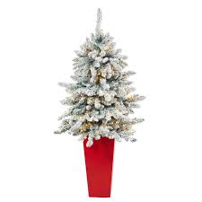 With 349 tips and 300 clear mini lights, this. Nearly Natural 4 5 Ft Flocked Artificial Christmas Tree With 150 Led Lights In Planter