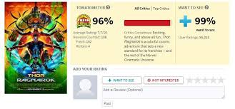 Infinity war came out in 2018, and received an amicable score of 85% on rotten tomatoes. Thor Ragnarok Is Currently The Highest Scoring Comic Book Movie Of All Time On Rotten Tomatoes At 96 Marvelstudios