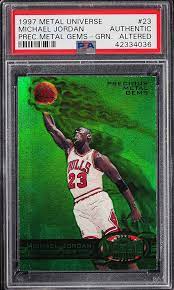 For those looking to tackle the set in its entirety, here is a complete list of the cards required, including psa weights in parenthesis. 1997 Metal Universe Pmg Green Michael Jordan Sells For 350 000