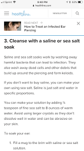 Pin By Francis On Diy Healthline Salt Soak Infected Ear Piercing