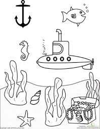 There are many more transportation color sheets where this one came from! Color The Submarine Scene Free Coloring Pages Coloring Pages Submarine Drawing