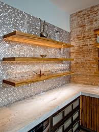 penny tile backsplash in modern rustic