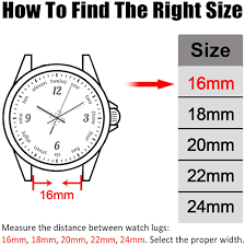 In this post, babu will give you some tips on how to measure the watch band sizes concisely to help you confidently choose the watch with the size you watch band or watch strap size is determined by the width of the band end that attaches to the watch. Amazon Com Universal 16mm 18mm 20mm 22mm 24mm Width Silicone Watch Band Replacement Choose Size And Color 16mm Black Blue Jewelry