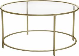 ronde glazen salontafel lage tafel met gouden ijzeren frame en robuust gehard glas glazen tafel glazen salontafel salontafel