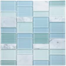 Here we give you a choice of stunning decorative and stylish tiles to match your culinary creativity Prime Blue Multi Sized Glass Mixed With Carrara Marble Mosaic Tile Kitchen Bathroom Shower Wall Backsplash