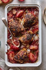 Sheet Pan Sumac Spiced Chicken With Plums Olive Mango