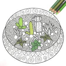 Adult coloring pages to print. Free Adult Coloring Book Pages With Succulent Terrariums