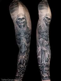 Tete de mort tatouage femme 54 absolutely fabulous colorful. Grim Reaper Skull Sleeve Tattoo Free Download 10646 Picture 13447 Tattoo Bras Complet Tatouage Tatouage Bras