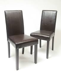 Amazon Com Roundhill Urban Style Solid Wood Leatherette Padded Parson Chair Brown Set O Leather Dining Room Chairs Leather Dining Chairs Dining Room Chairs