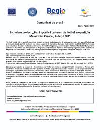 In fiecare zi, mii de anunturi noi de locuri de munca. Incheiere Proiect BazÄƒ SportivÄƒ Cu Teren De Fotbal Acoperit In Municipiul Caracal JudeÈ›ul Olt Gazeta De Sud