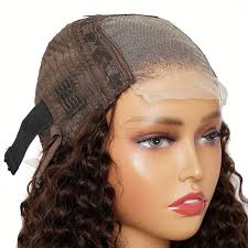 4x4 Lace Front Wig Brown Water Wave Human Hair Transparent Pre-plucked Lace  Free