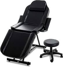 New Nurxiovo Massage Table Facial Bed Chair With Adjustable Portable Stool Removable Headrest Facial Cradle Towel Holder For Spa Salon Tattoo Black Beauty Tool