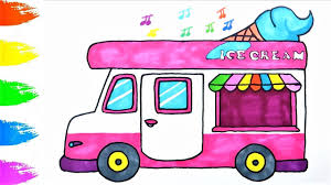 What do you think this truck might be carrying? How To Draw Song Pink Ice Cream Truck Coloring Pages For Children Learn Colors Youtube