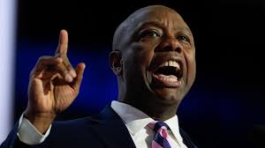 Senator Tim Scott speaks at 2024 Republican National Convention in support  of Donald Trump