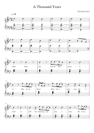 Download christina perri a thousand years sheet music notes, chords. A Thousand Years Sheet Music For Piano Solo Musescore Com