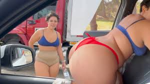 Chubby Latina with big ass gets in the car and offers sex to a stranger