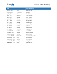 August in the northern hemisphere is similar to february in the. Austria Holidays 2021 In Pdf Word And Excel