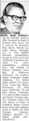 Obituary for Annie Kathryn REESE (Aged 83)