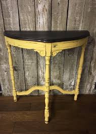 Mustard Yellow Antique Three Leg Half Moon Side Table Facebook Com Vintagechiciniowa Half Table Side Table Table