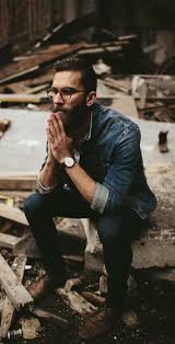 Fall Double Denim Rugged Look With A Denim Jacket With Rolled Up Sleeves Watch Blue Jeans White Henley Mens Winter Fashion Mens Fashion Rugged Big Men Fashion