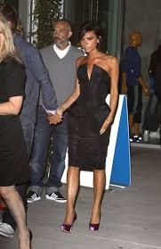 Victoria Beckham In A Black Dress Purple Pumps Victoria Beckham Fashion Celebrity Style