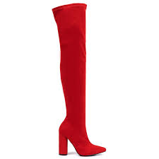 MIGATO Κόκκινη σουέντ μπότα πάνω από το γόνατο ST6033-L08 < Γυναικείες  Μπότες - Γυναικεία Παπούτσια | MIGATO