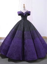 Purple And Black Sequins Off The Shuolder Wedding Dress Purple Quinceanera Dresses Ball Gowns Black Ball Gown
