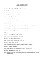 Check spelling or type a new query. Job Interview Dialogue
