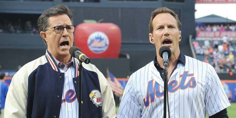 Stephen Colbert & Patrick Wilson Sing National Anthem at Mets Game! - Just  Jared - Celebrity News and Gossip | Entertainment