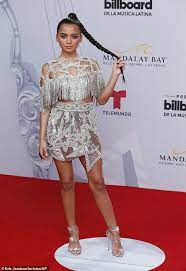 Silver Ensemble Isabela Moner Looked Every Inch The Pop Sensation In A Glittering Silver Latin Music Isabela Moner Sparkle Mini Dress