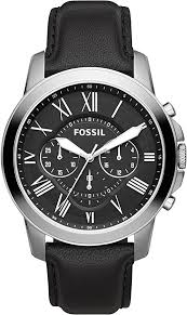 Amazon Com Fossil Men S Grant Quartz Leather Chronograph Watch Color Black Silver Model Fs4812ie Fossil Watches