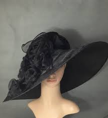 Black Funeral Hat With Rose Formal Hat Special Occasion Black Etsy Kentucky Derby Hat Derby Hats Veiled Hats