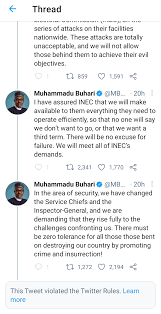 Buhari posted a series of tweets on tuesday, the day after towns across the southeast were quiet and businesses shuttered since the ipob urged people to commemorate the war dead. 4 Kul4opatcm4m