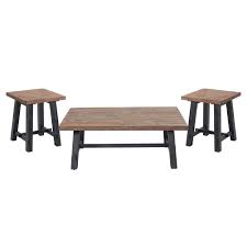Shop from coffee tables, like the the vidaxl solid teak wood coffee table resin handmade paint finish side end couch or the teak wood nutella coffee table with wheels, while discovering new home products and designs. 48 Odin Living Room Set With Coffee Table And 2 Side Tables Black Alaterre Furniture Target