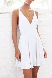 Fashion White Spaghetti Strap Deep V Neck Mini Dress Oasap Com Short Graduation Dresses White Dresses Graduation Mini Dress Fashion