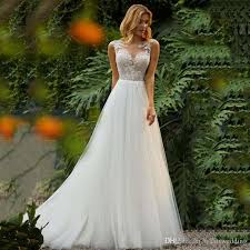 Discount Princess Wedding Dress 2019 Appliqued A Line Lace Top Tulle Skirt Beach Boho Wedding Gown Fast Ball Gowns Wedding Bridal Dresses A Line Wedding Dress