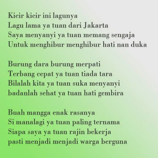 Hasil gambar untuk lirik kicir kicir"