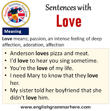 Words of affirmation, quality time. Sentences With Love Love In A Sentence And Meaning English Grammar Here