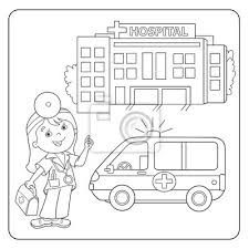 Ausmalbild Des Arztes Krankenwagen Krankenhaus Leinwandbilder Bilder Medicals Erste Hilfe Kit Verband Myloview De