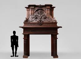 Rare Walnut Carved Fireplace Attributed To Panciera Besarel Italy Late 19th Century Wood Carved Fireplace Architectural Antiques Fireplace
