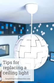 You can buy one of these bamboo lamps from ikea for only $60. How To Replace An Old Fixture With A New Light Simple Practical Beautiful