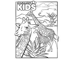 Coloring Page Giraffe Family San Diego Zoo Kids Free zoo animals color by number worksheet.