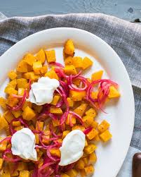 Roasted Butternut Squash With Pickled Onions A Couple Cooks This Roasted Butternut Squash Recipes Butternut Squash Recipes Healthy Healthy Butternut Squash